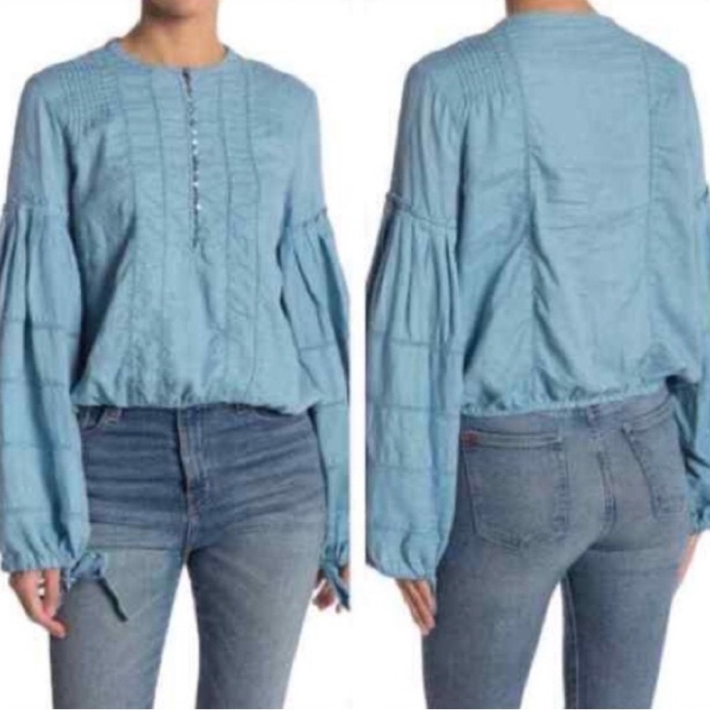 NWOT Free People High Swells linen top
